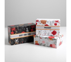 Набор подарочных коробок 3шт Цветы 26 × 17 × 10‒32.5 × 20 × 12.5 см