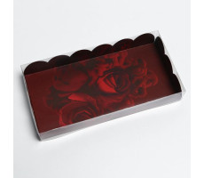 Коробка для кондитерских изделий с PVC крышкой "Розы", 10,5*21*3см