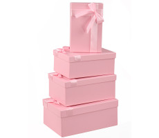 Набор прямоугольных коробок 4 в1 Однотонные розовые с лентой (30*20*8-24*14*5см)